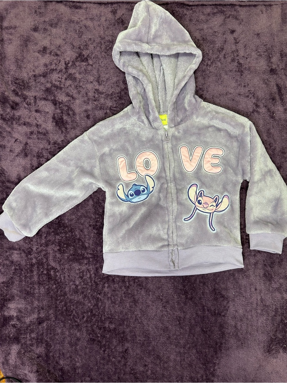 Disney Light Gray Hoodie with Stitch LOVE Appliqués